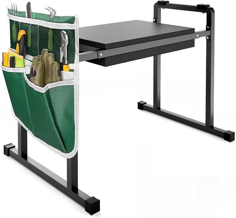 FLINTER Garden Kneelers Seat, Stable and Save Anti-Tipping Design 10.2" Wider Garden Kneeler and Seat with Handle, Heavy Duty Gardening Stool for Seniors, Gardening Weeding Bench for Gardeners Parents - Black - Image 1